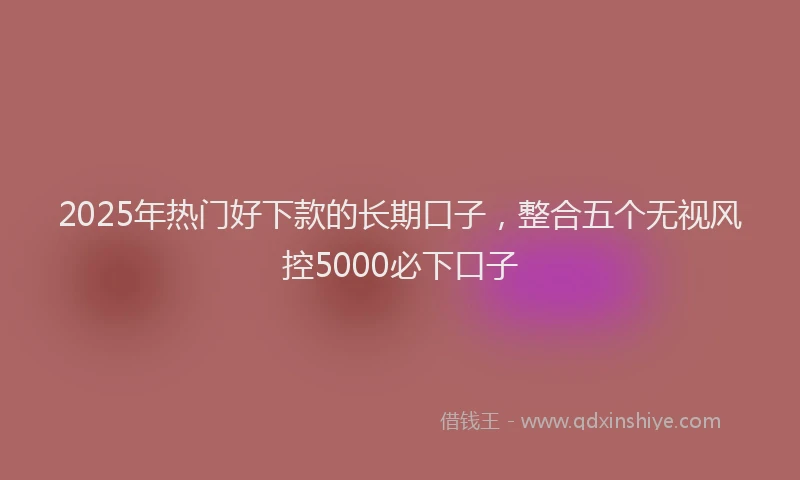 2025年热门好下款的长期口子，整合五个无视风控5000必下口子