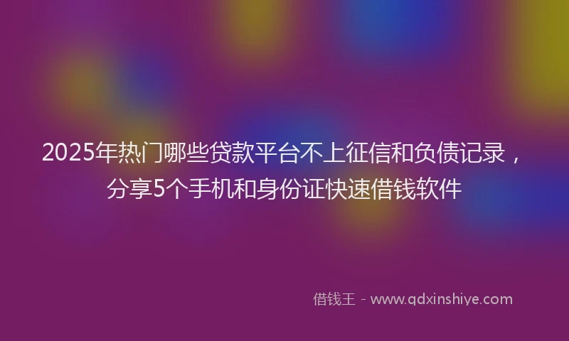 2025年热门哪些贷款平台不上征信和负债记录，分享5个手机和身份证快速借钱软件