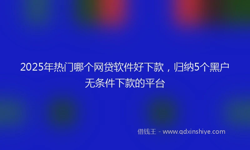 2025年热门哪个网贷软件好下款，归纳5个黑户无条件下款的平台