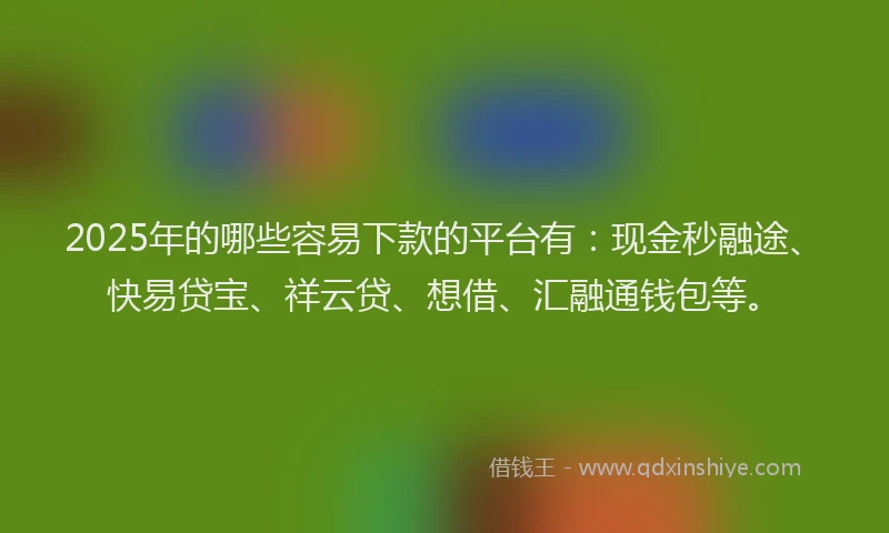 2025年的哪些容易下款的平台有：现金秒融途、快易贷宝、祥云贷、想借、汇融通钱包等。