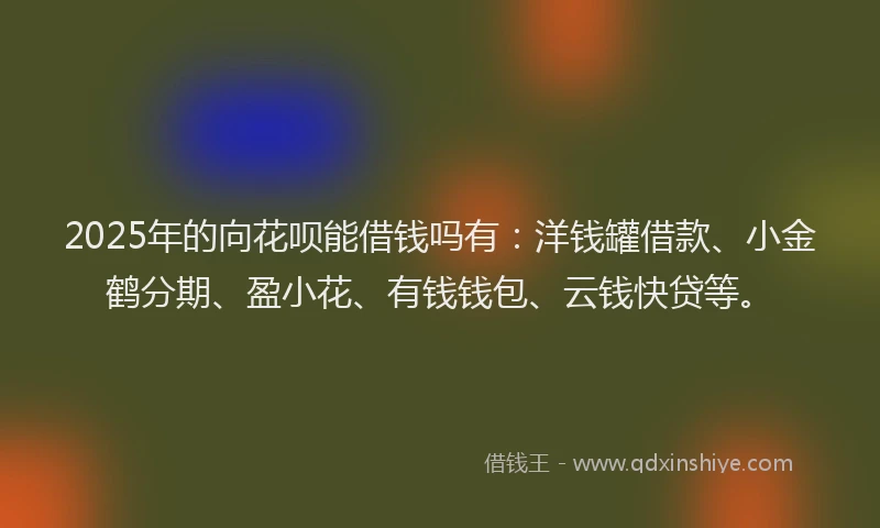 2025年的向花呗能借钱吗有：洋钱罐借款、小金鹤分期、盈小花、有钱钱包、云钱快贷等。