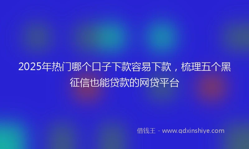 2025年热门哪个口子下款容易下款，梳理五个黑征信也能贷款的网贷平台