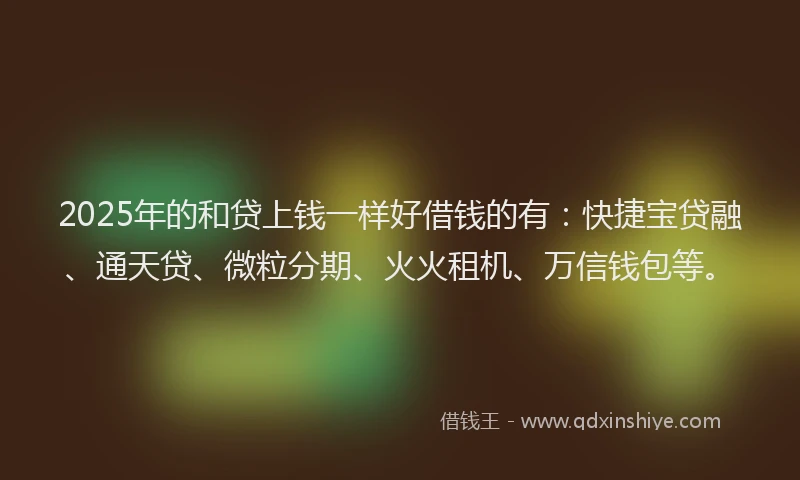 2025年的和贷上钱一样好借钱的有：快捷宝贷融、通天贷、微粒分期、火火租机、万信钱包等。