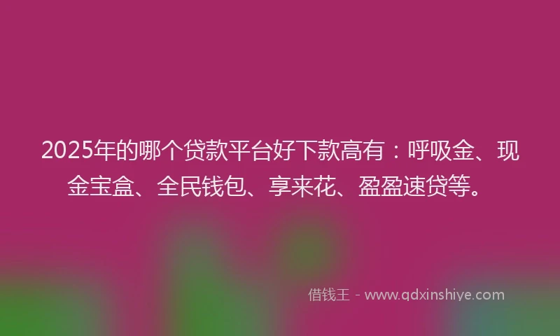 2025年的哪个贷款平台好下款高有：呼吸金、现金宝盒、全民钱包、享来花、盈盈速贷等。