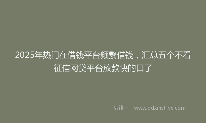 2025年热门在借钱平台频繁借钱，汇总五个不看征信网贷平台放款快的口子