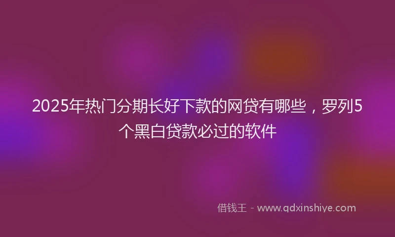 2025年热门分期长好下款的网贷有哪些，罗列5个黑白贷款必过的软件