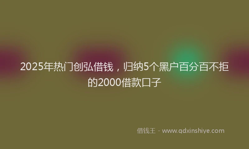 2025年热门创弘借钱，归纳5个黑户百分百不拒的2000借款口子
