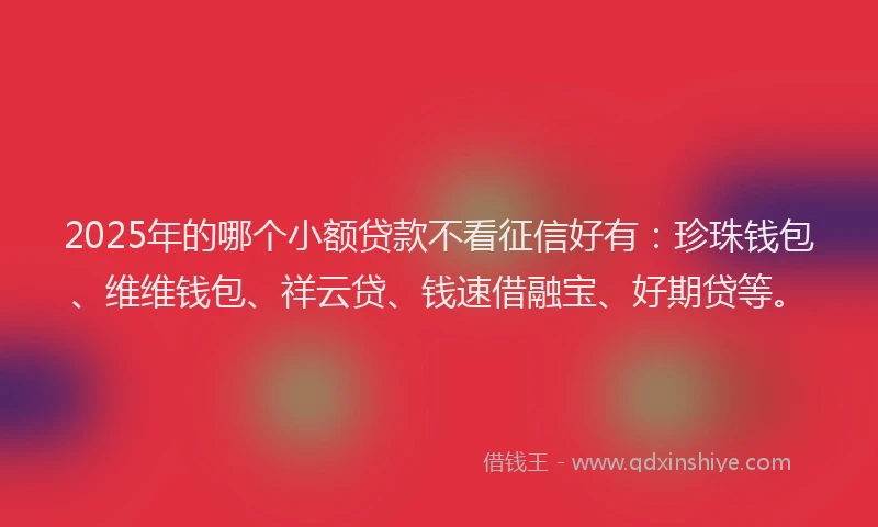 2025年的哪个小额贷款不看征信好有：珍珠钱包、维维钱包、祥云贷、钱速借融宝、好期贷等。