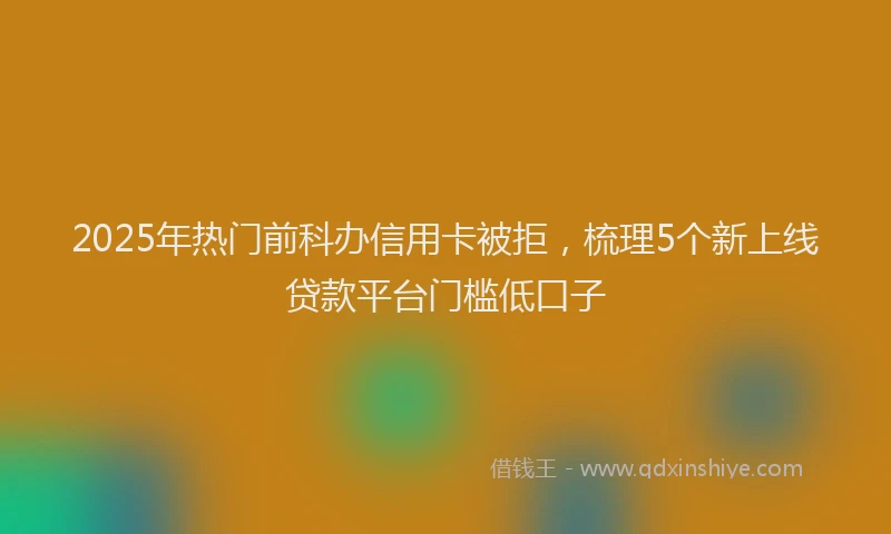2025年热门前科办信用卡被拒，梳理5个新上线贷款平台门槛低口子