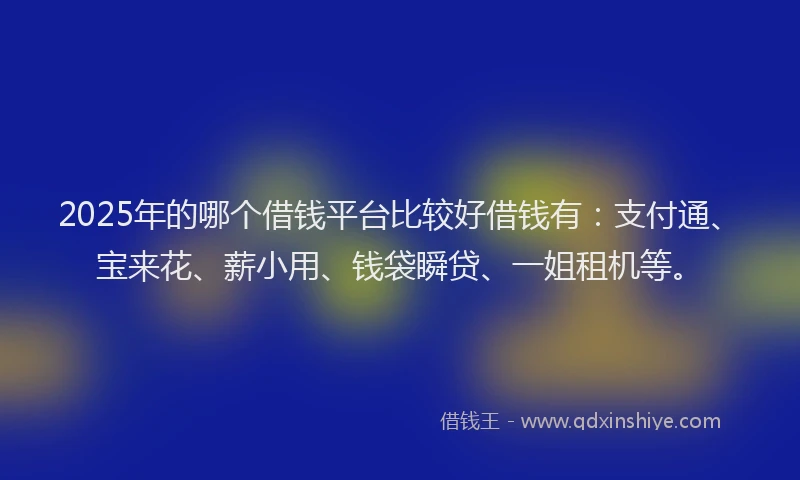 2025年的哪个借钱平台比较好借钱有：支付通、宝来花、薪小用、钱袋瞬贷、一姐租机等。