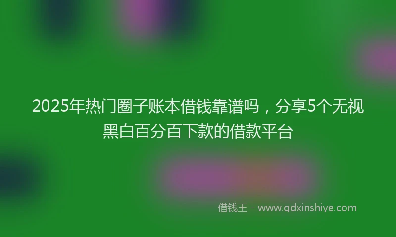 2025年热门圈子账本借钱靠谱吗，分享5个无视黑白百分百下款的借款平台