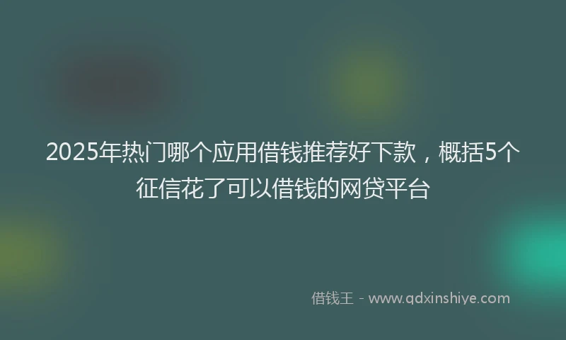 2025年热门哪个应用借钱推荐好下款，概括5个征信花了可以借钱的网贷平台
