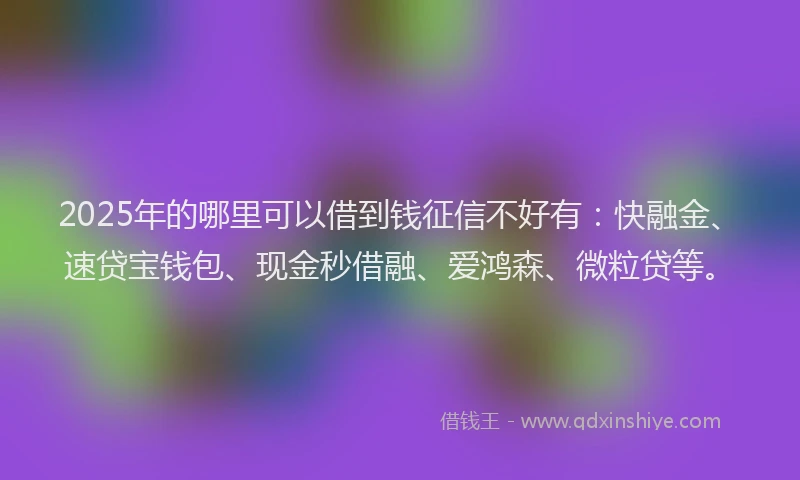 2025年的哪里可以借到钱征信不好有：快融金、速贷宝钱包、现金秒借融、爱鸿森、微粒贷等。
