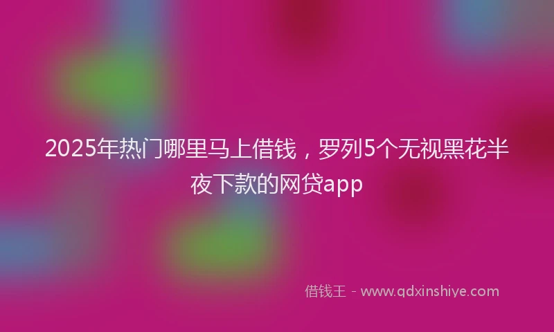 2025年热门哪里马上借钱，罗列5个无视黑花半夜下款的网贷app