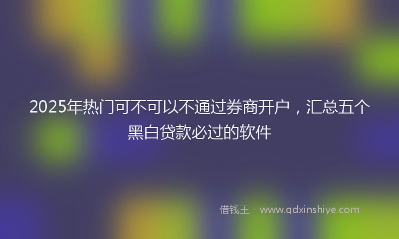2025年热门可不可以不通过券商开户，汇总五个黑白贷款必过的软件