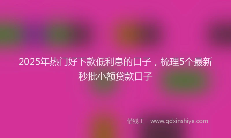2025年热门好下款低利息的口子，梳理5个最新秒批小额贷款口子