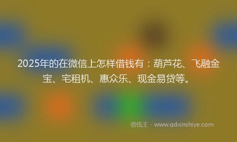 2025年的在微信上怎样借钱有：葫芦花、飞融金宝、宅租机、惠众乐、现金易贷等。