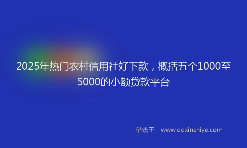 2025年热门农村信用社好下款，概括五个1000至5000的小额贷款平台