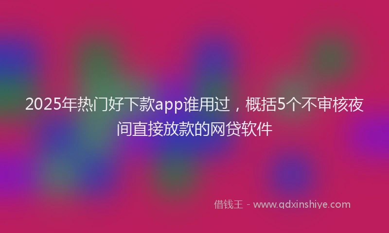 2025年热门好下款app谁用过，概括5个不审核夜间直接放款的网贷软件
