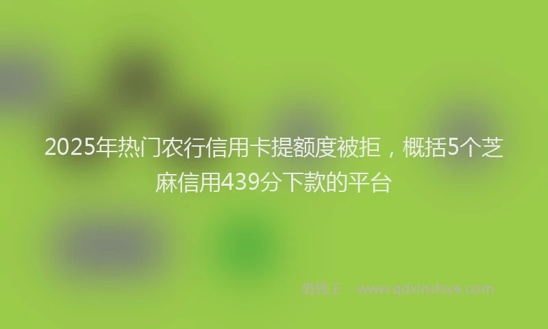2025年热门农行信用卡提额度被拒，概括5个芝麻信用439分下款的平台