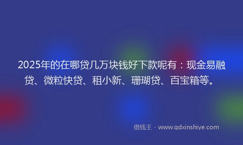 2025年的在哪贷几万块钱好下款呢有：现金易融贷、微粒快贷、租小新、珊瑚贷、百宝箱等。