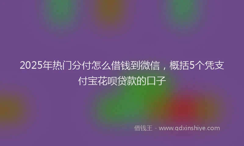 2025年热门分付怎么借钱到微信，概括5个凭支付宝花呗贷款的口子