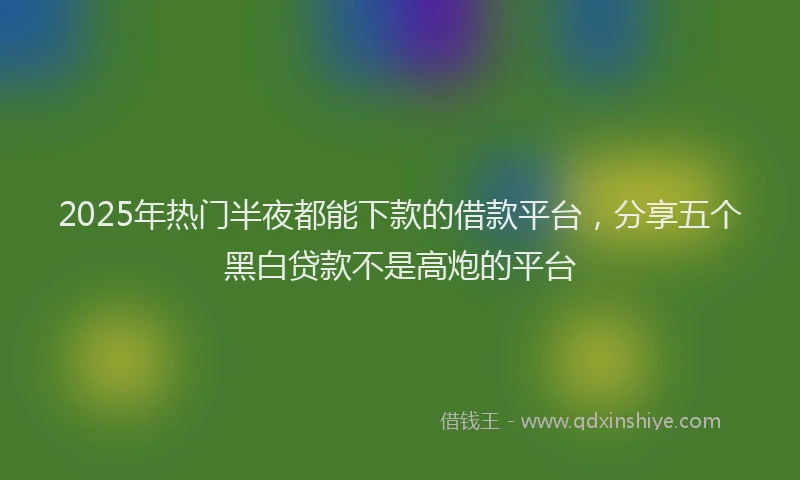 2025年热门半夜都能下款的借款平台，分享五个黑白贷款不是高炮的平台