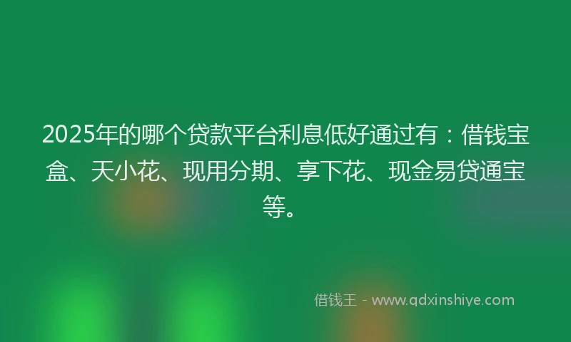 2025年的哪个贷款平台利息低好通过有：借钱宝盒、天小花、现用分期、享下花、现金易贷通宝等。