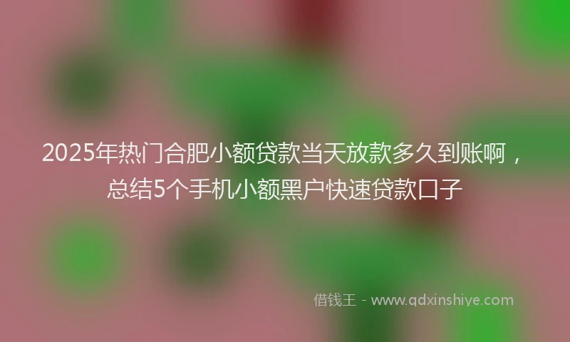 2025年热门合肥小额贷款当天放款多久到账啊，总结5个手机小额黑户快速贷款口子