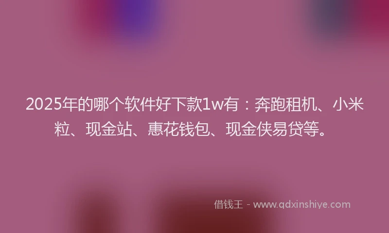 2025年的哪个软件好下款1w有：奔跑租机、小米粒、现金站、惠花钱包、现金侠易贷等。