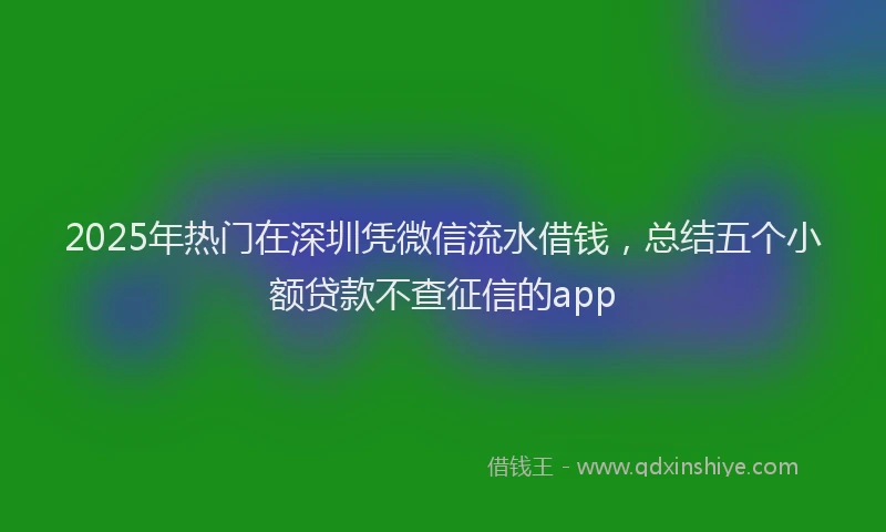 2025年热门在深圳凭微信流水借钱，总结五个小额贷款不查征信的app