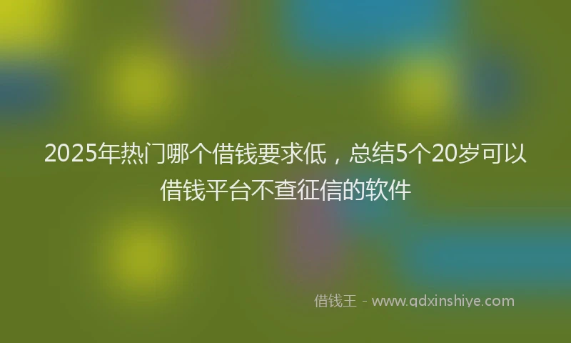2025年热门哪个借钱要求低，总结5个20岁可以借钱平台不查征信的软件