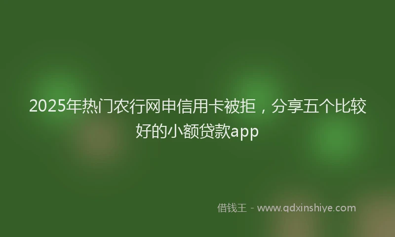 2025年热门农行网申信用卡被拒，分享五个比较好的小额贷款app