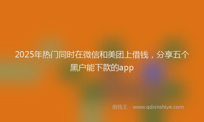 2025年热门同时在微信和美团上借钱，分享五个黑户能下款的app