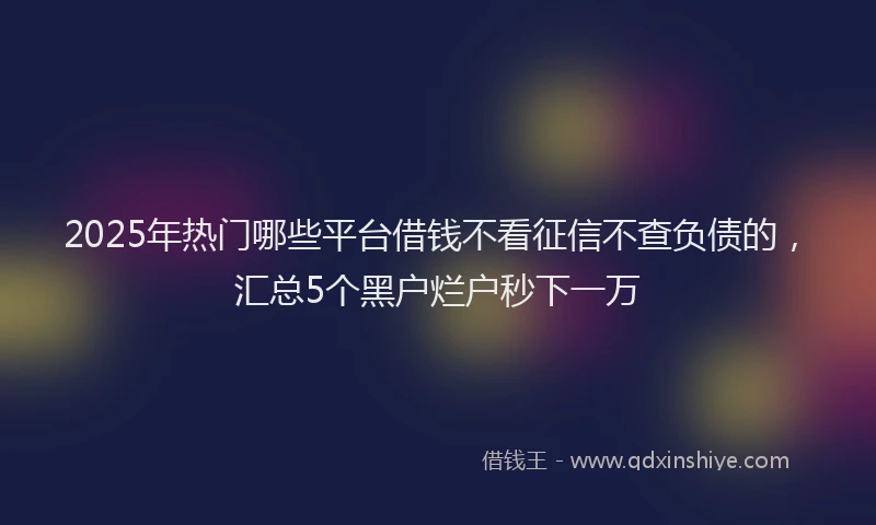 2025年热门哪些平台借钱不看征信不查负债的，汇总5个黑户烂户秒下一万