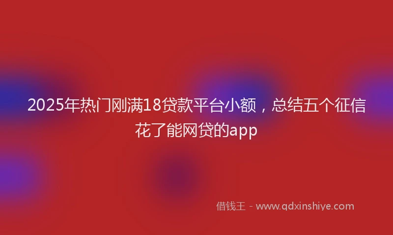 2025年热门刚满18贷款平台小额，总结五个征信花了能网贷的app