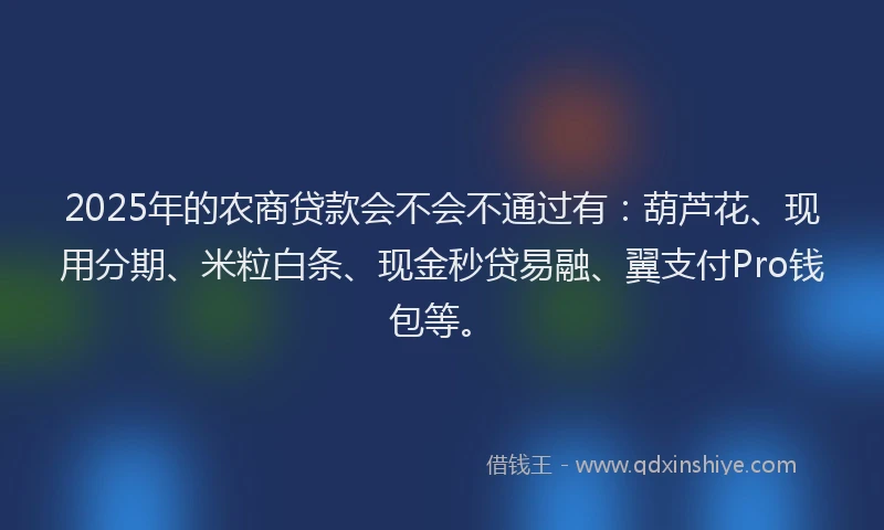 2025年的农商贷款会不会不通过有：葫芦花、现用分期、米粒白条、现金秒贷易融、翼支付Pro钱包等。