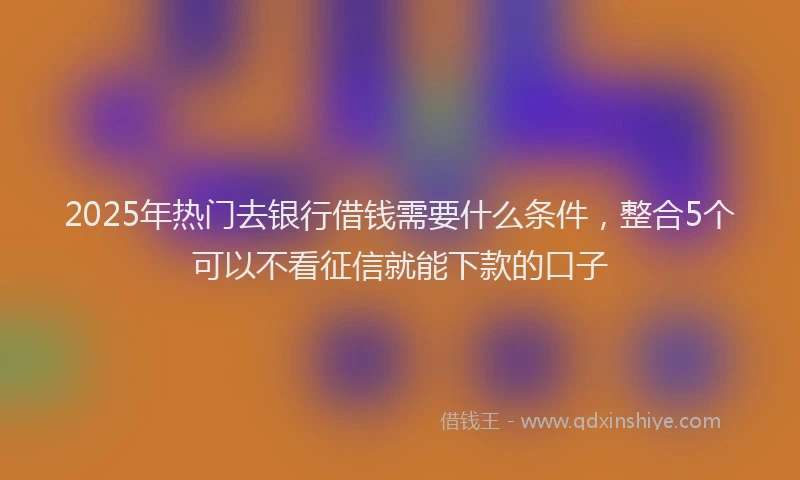 2025年热门去银行借钱需要什么条件，整合5个可以不看征信就能下款的口子