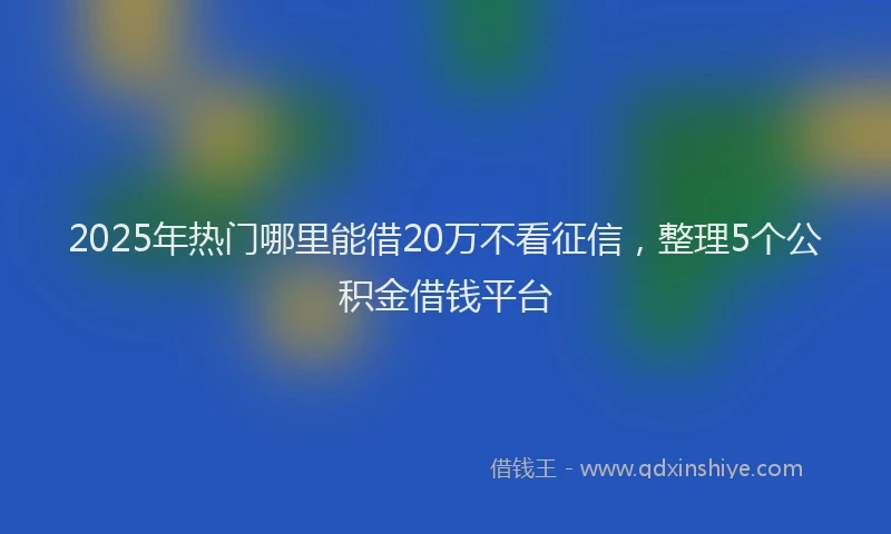 2025年热门哪里能借20万不看征信，整理5个公积金借钱平台