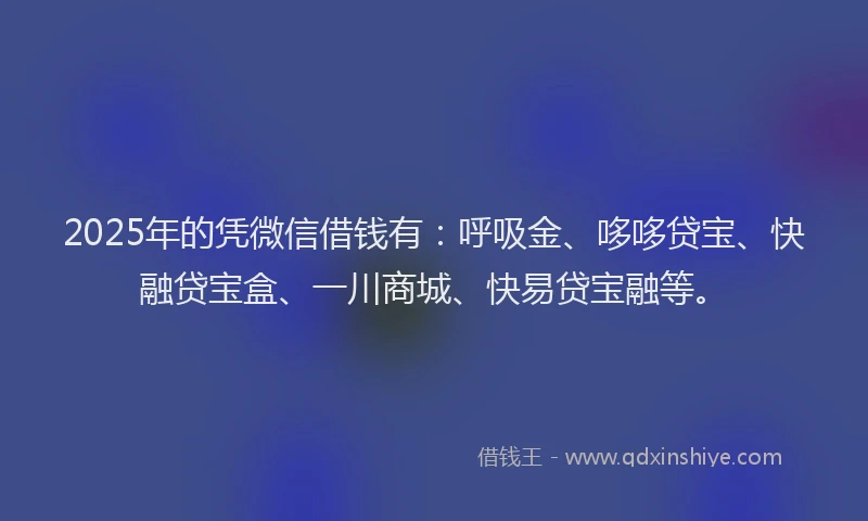 2025年的凭微信借钱有：呼吸金、哆哆贷宝、快融贷宝盒、一川商城、快易贷宝融等。