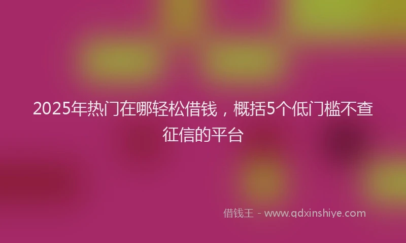 2025年热门在哪轻松借钱，概括5个低门槛不查征信的平台