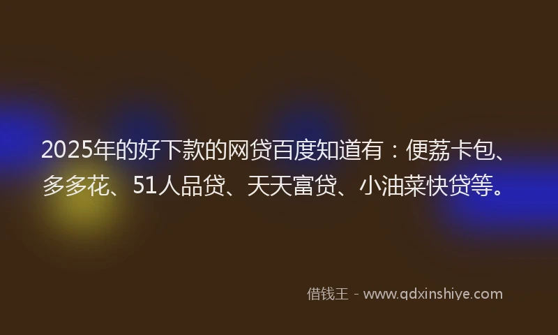 2025年的好下款的网贷百度知道有：便荔卡包、多多花、51人品贷、天天富贷、小油菜快贷等。