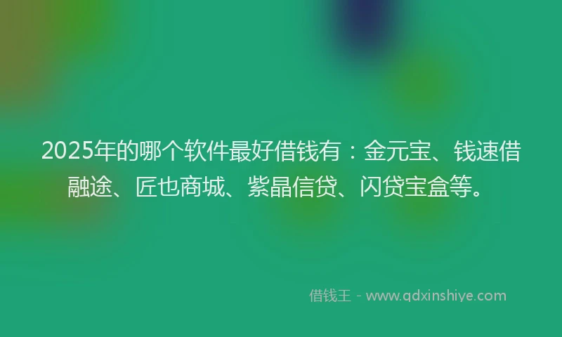 2025年的哪个软件最好借钱有：金元宝、钱速借融途、匠也商城、紫晶信贷、闪贷宝盒等。