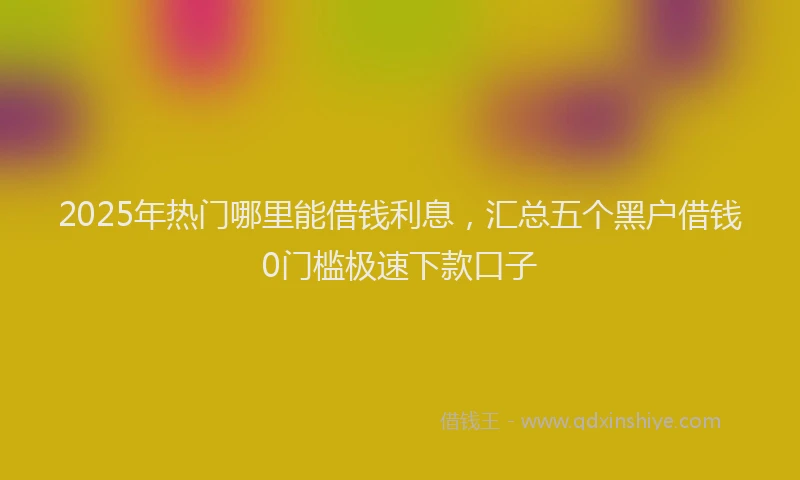 2025年热门哪里能借钱利息，汇总五个黑户借钱0门槛极速下款口子