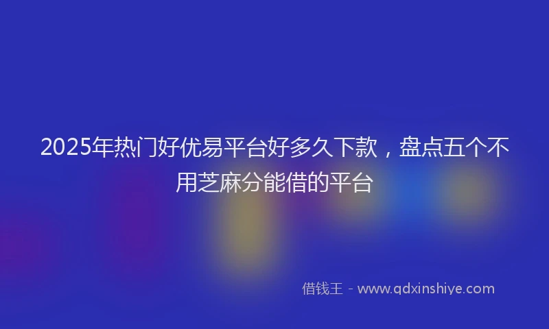 2025年热门好优易平台好多久下款，盘点五个不用芝麻分能借的平台