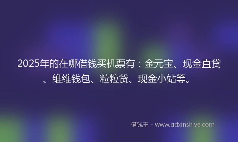2025年的在哪借钱买机票有：金元宝、现金直贷、维维钱包、粒粒贷、现金小站等。