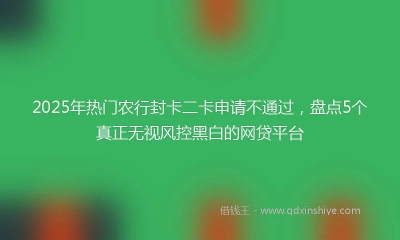 2025年热门农行封卡二卡申请不通过，盘点5个真正无视风控黑白的网贷平台