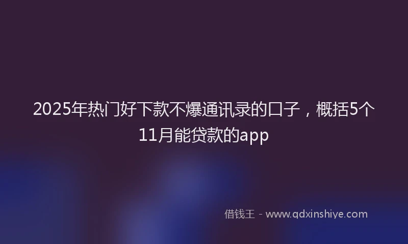 2025年热门好下款不爆通讯录的口子，概括5个11月能贷款的app