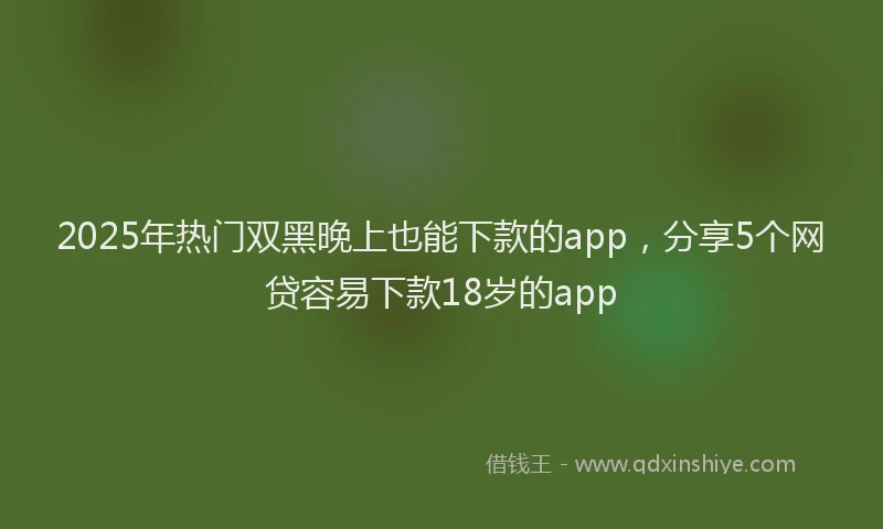 2025年热门双黑晚上也能下款的app，分享5个网贷容易下款18岁的app