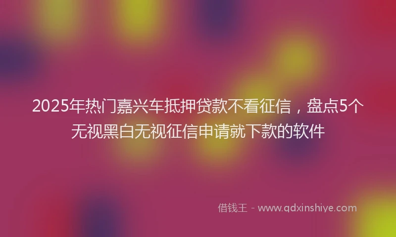 2025年热门嘉兴车抵押贷款不看征信，盘点5个无视黑白无视征信申请就下款的软件